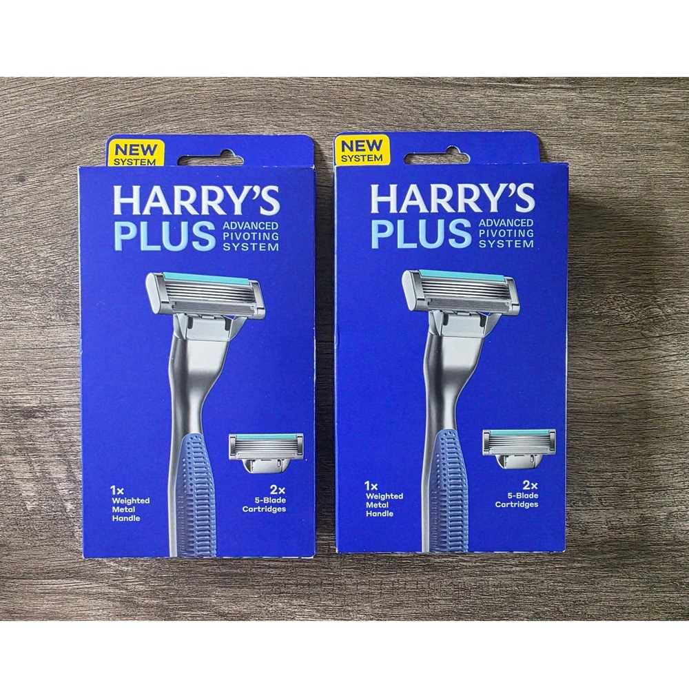 Harry's Plus Advanced Pivoting System Razor 2 Sets Weighted Metal Handle 5-Blade